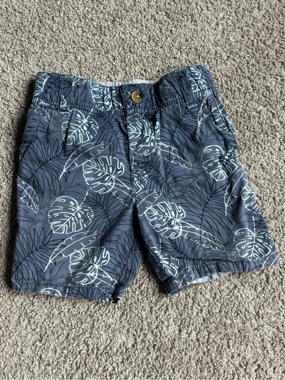 H&M Navy Blue Tropical Leaf Print Kids Shorts 2T